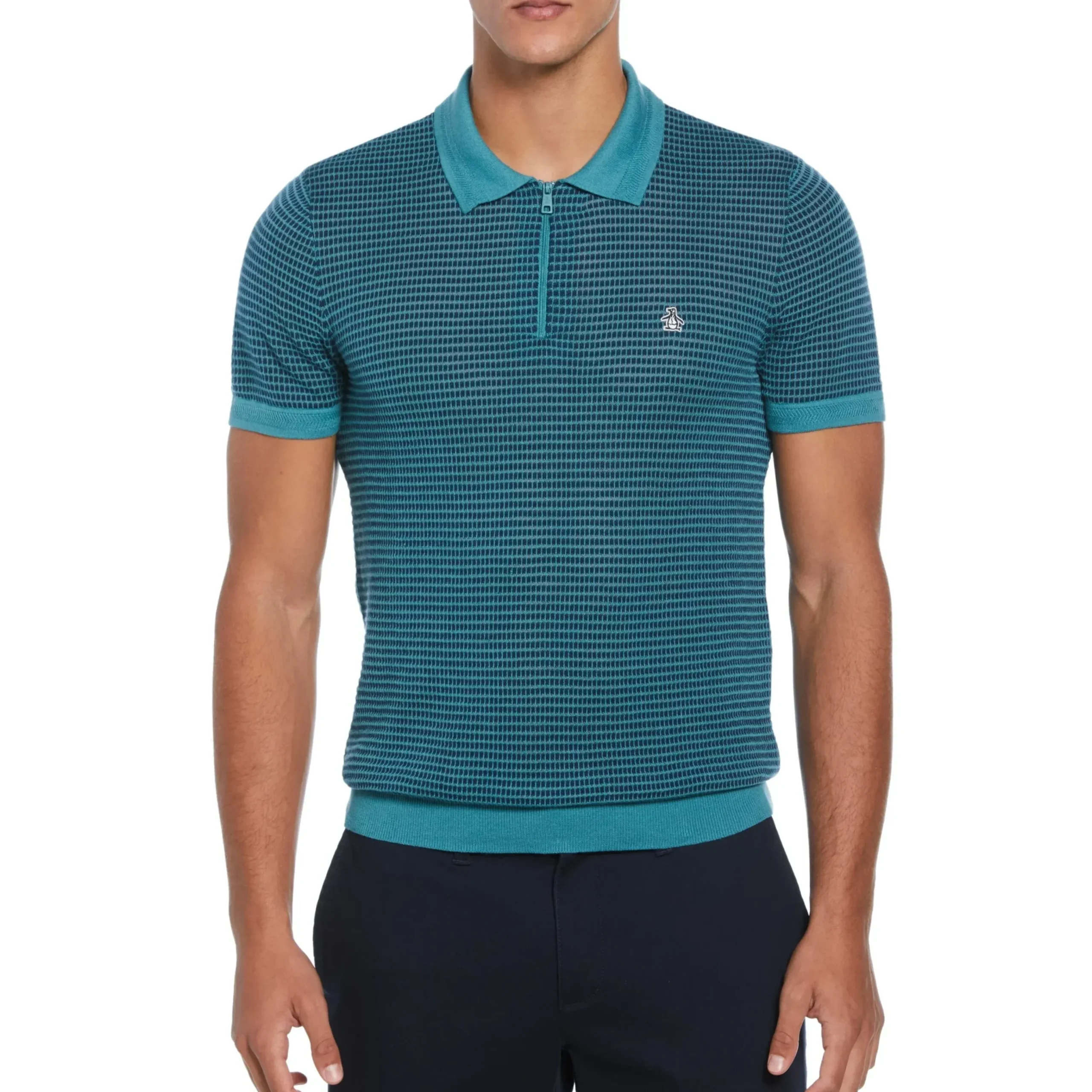 All Over Jacquard 1/4 Zip Sweater Polo