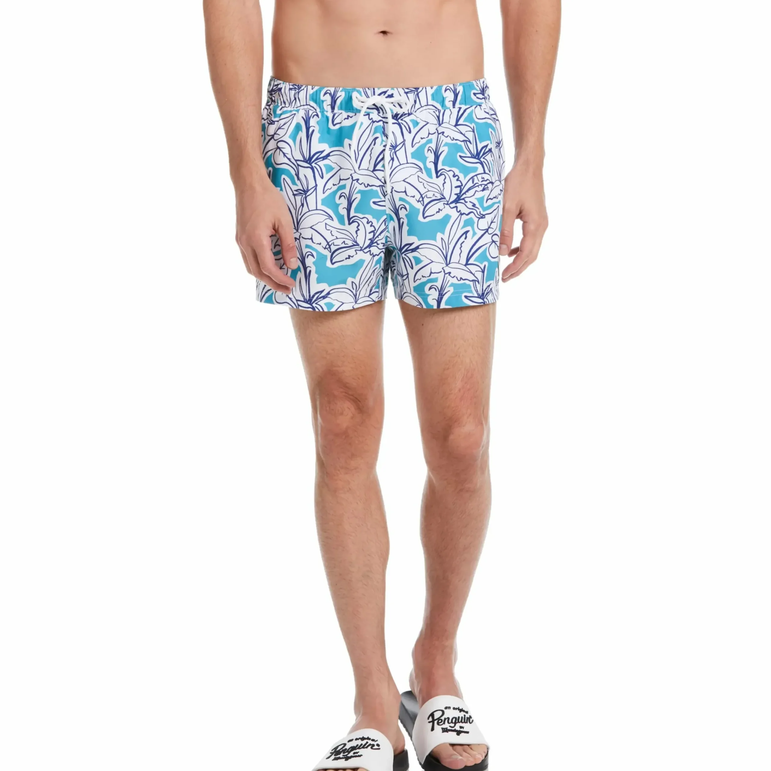 Allover Linear Palm Print Swim Short