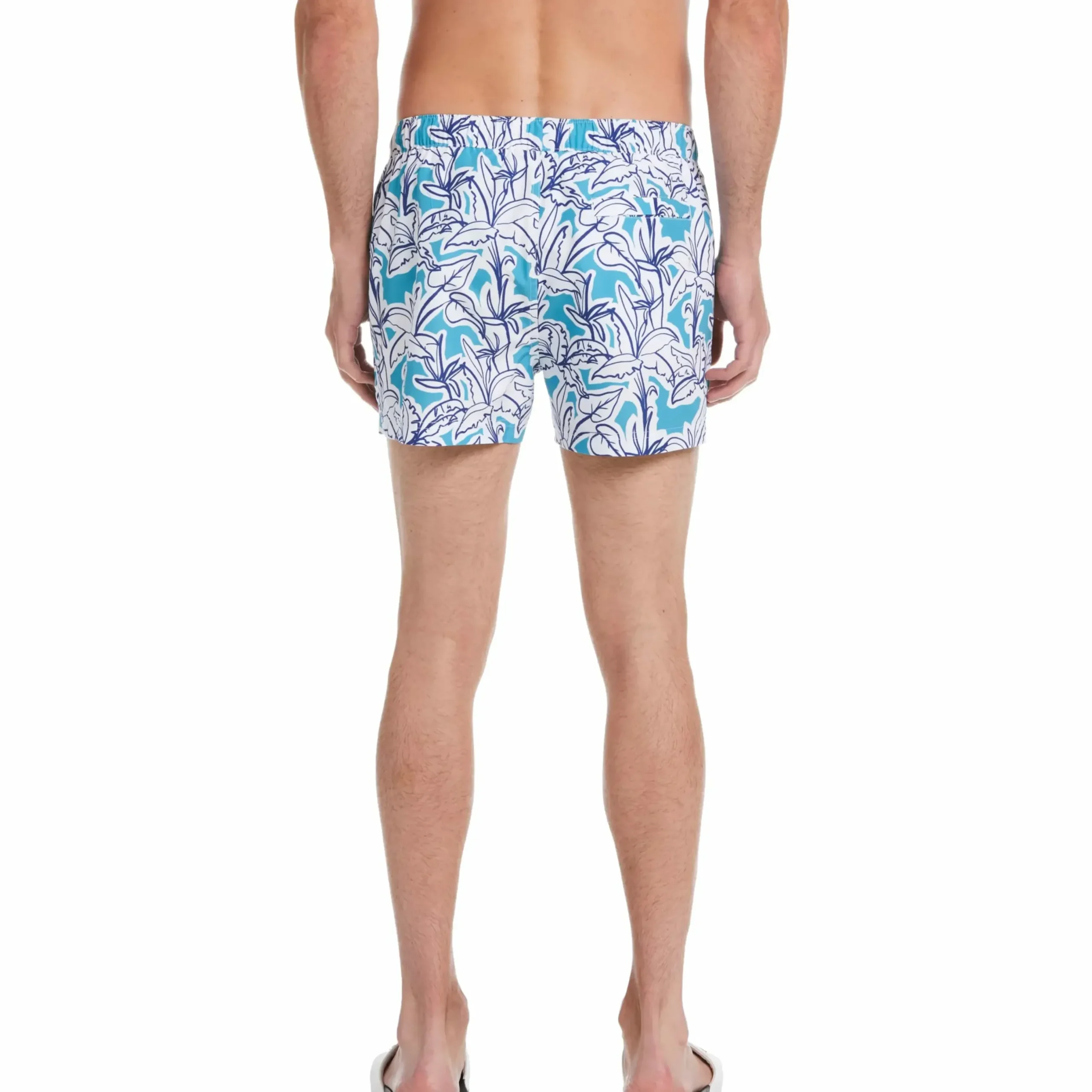 Allover Linear Palm Print Swim Short