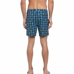 Allover Palm Tiles Print Swim Short