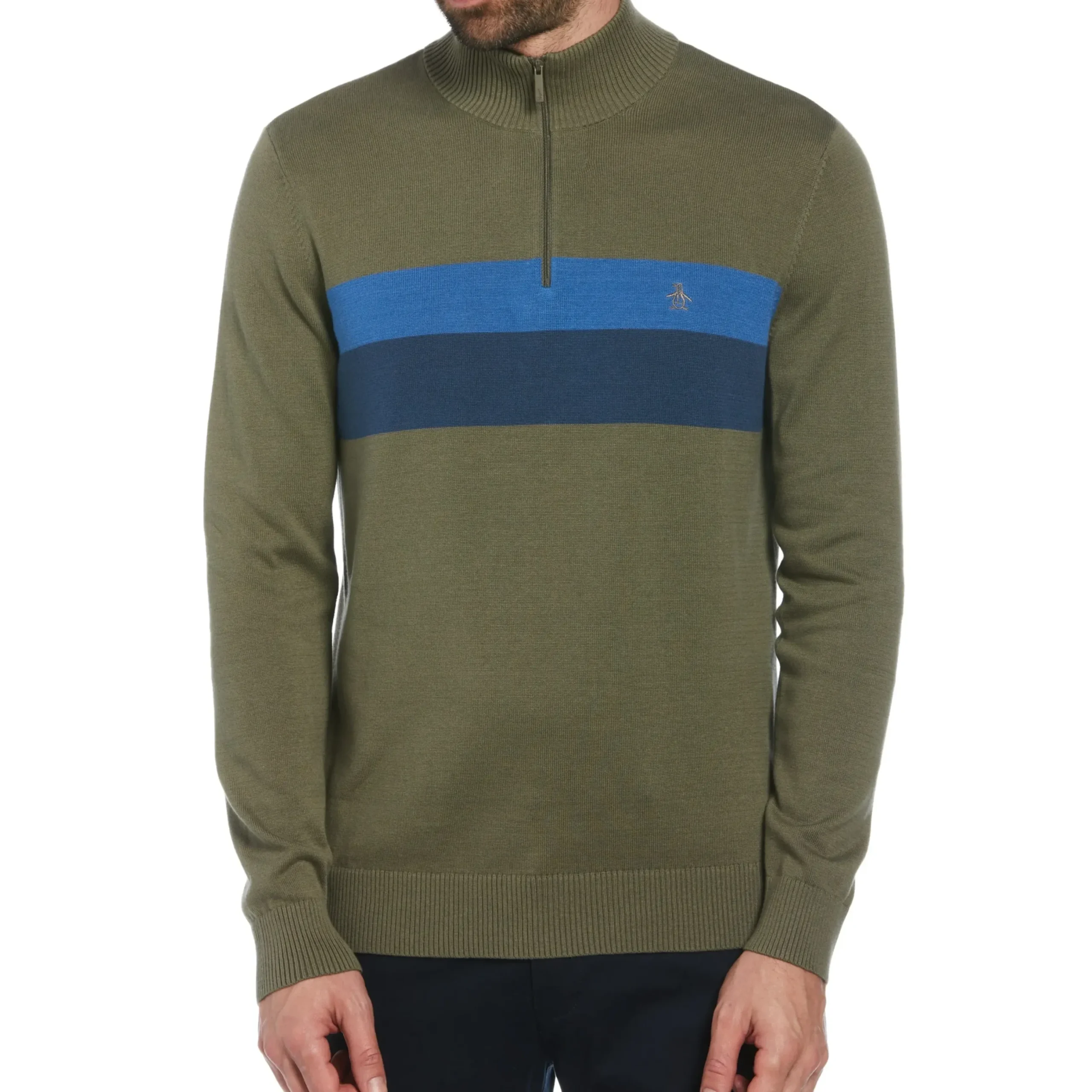 Color Block 1/4 Zip Sweater