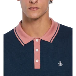 Cotton Honeycomb Sweater Polo