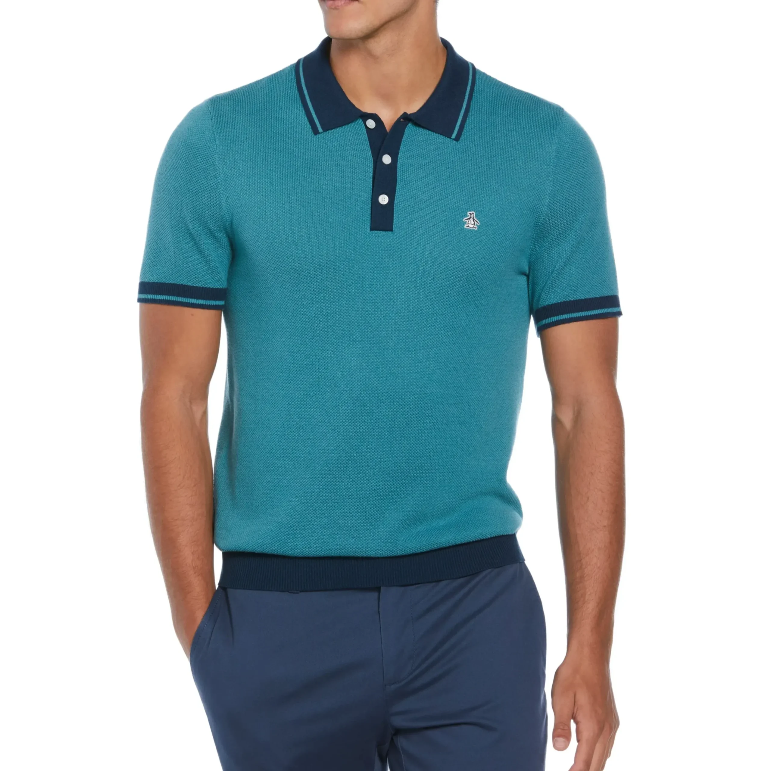 Cotton Honeycomb Sweater Polo