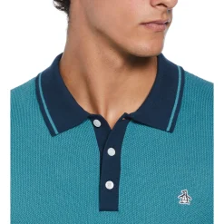 Cotton Honeycomb Sweater Polo