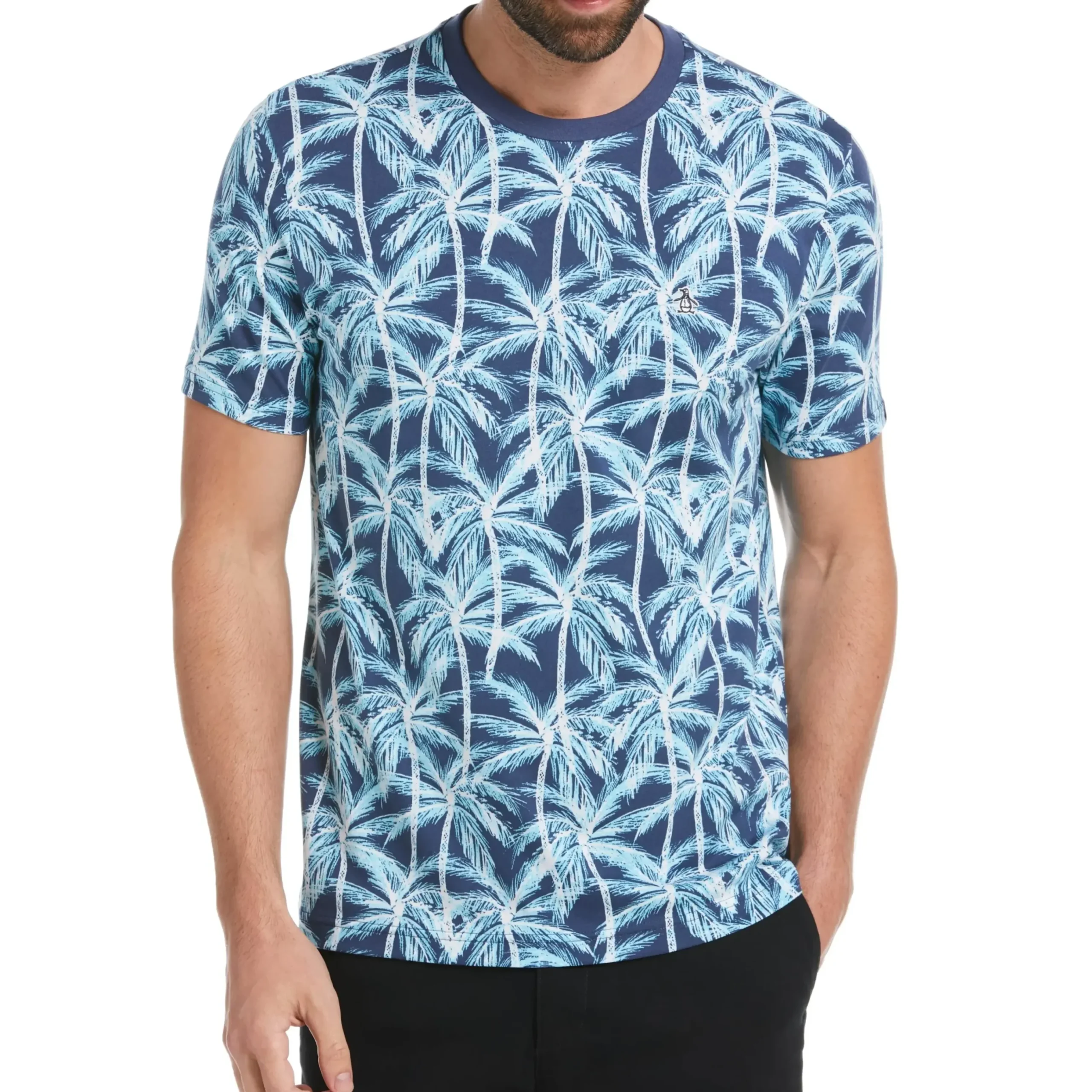 Cotton Jersey Allover Palm Print Tee