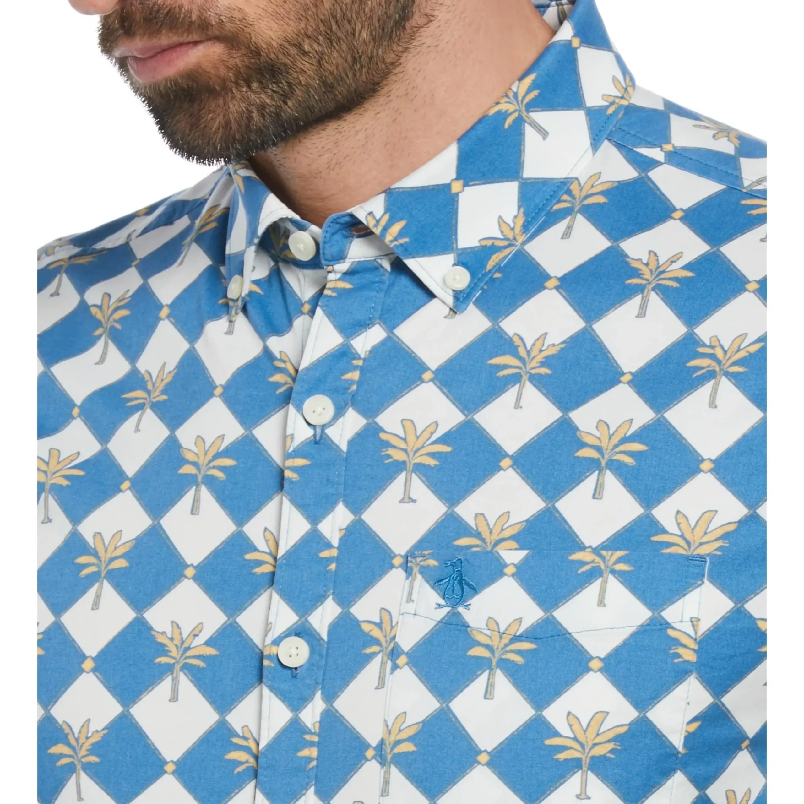 Cotton Twill Palm Tree Tile Shirt