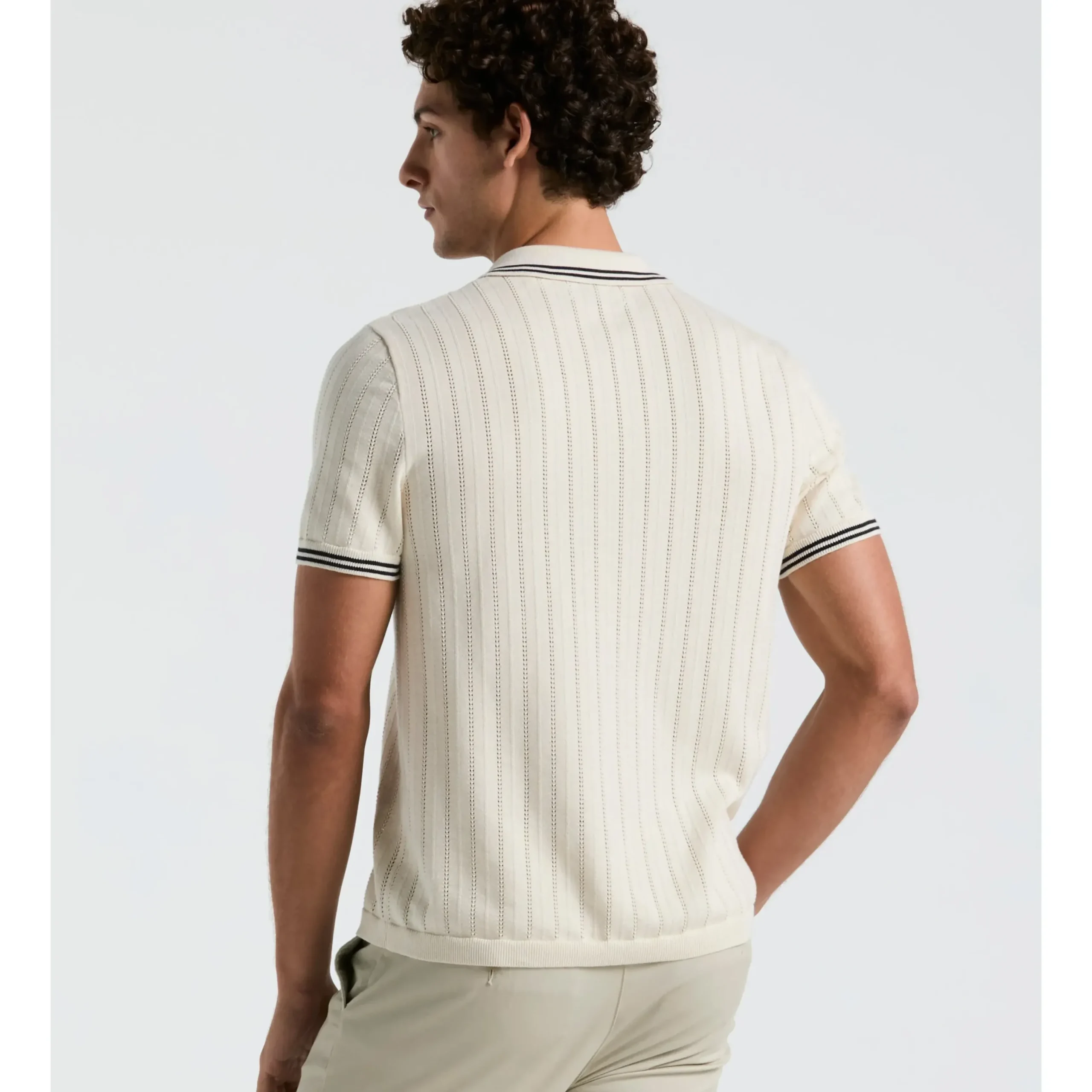 Drop Needle Button Front Sweater Polo