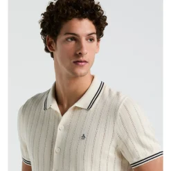Drop Needle Button Front Sweater Polo