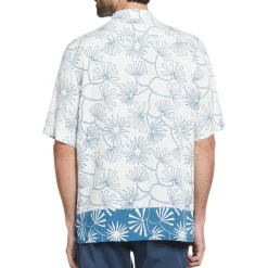 Ecovero™ Color Block Leaf Print Camp Collar Shirt