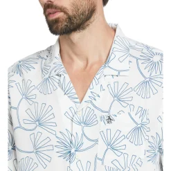 Ecovero™ Color Block Leaf Print Camp Collar Shirt