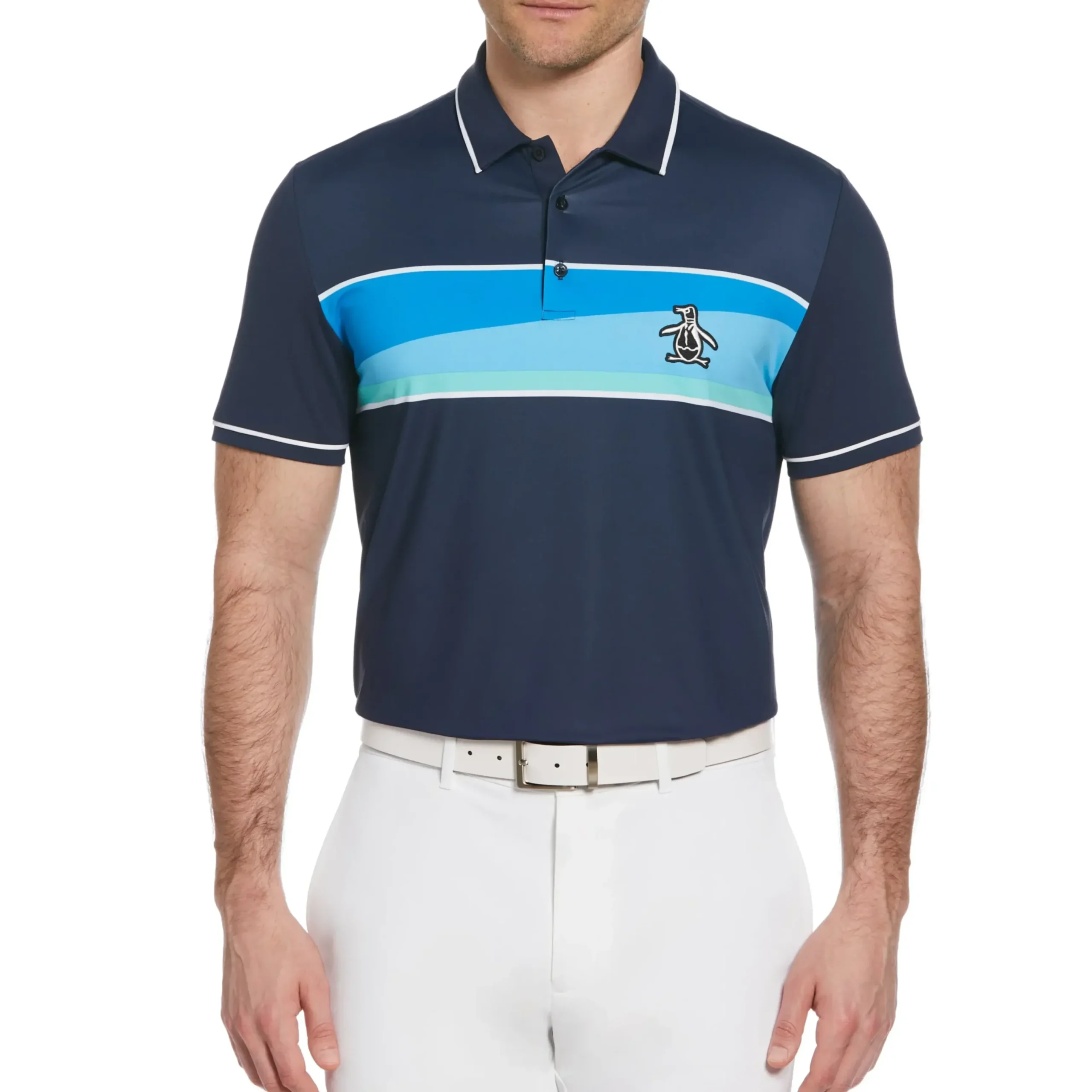 Engineered 80's Color Block Print Golf Polo
