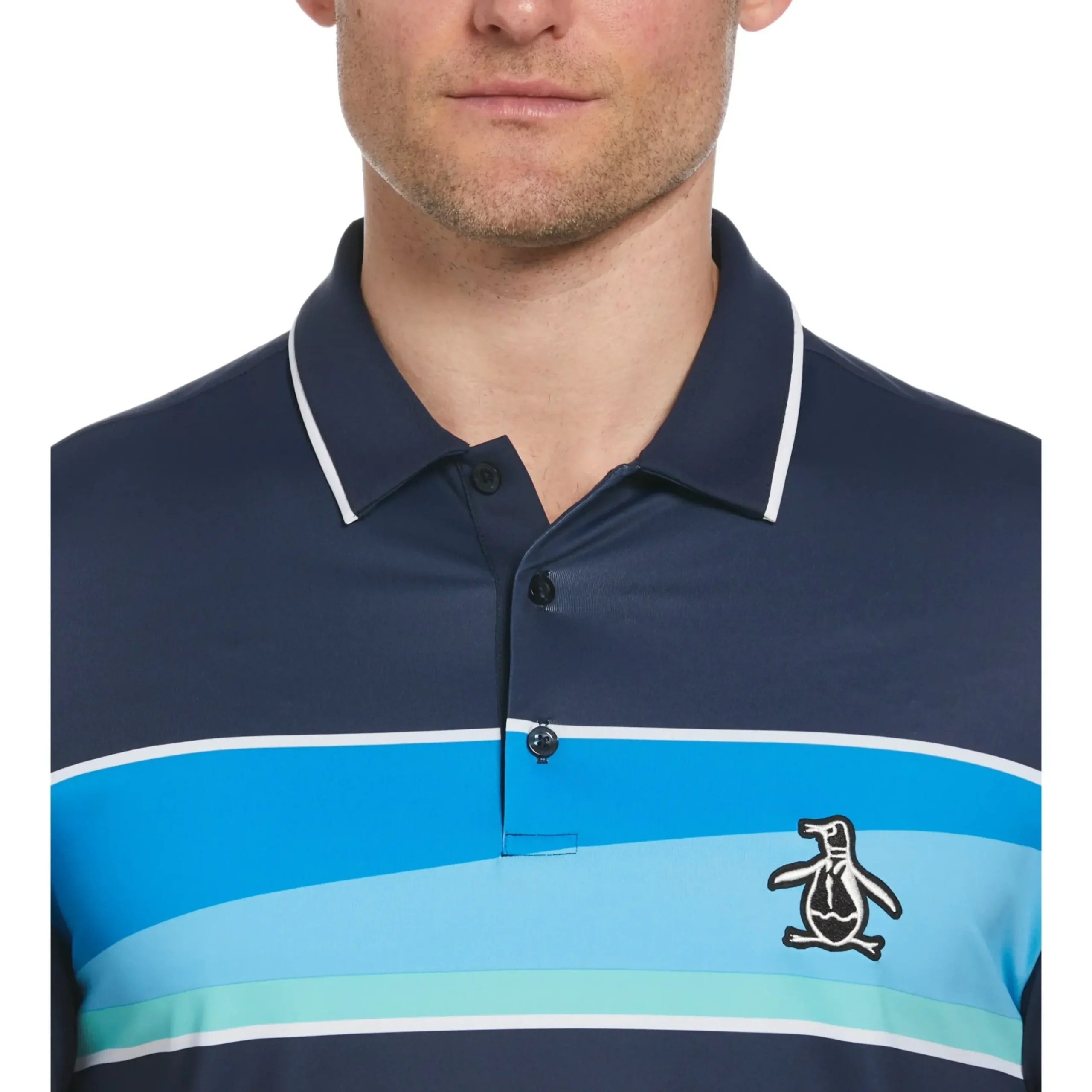 Engineered 80's Color Block Print Golf Polo