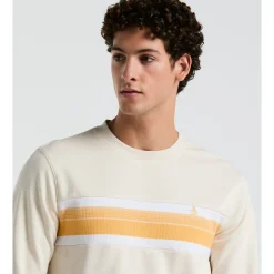 Fleece Chest Stripe Crew Neck Sweater