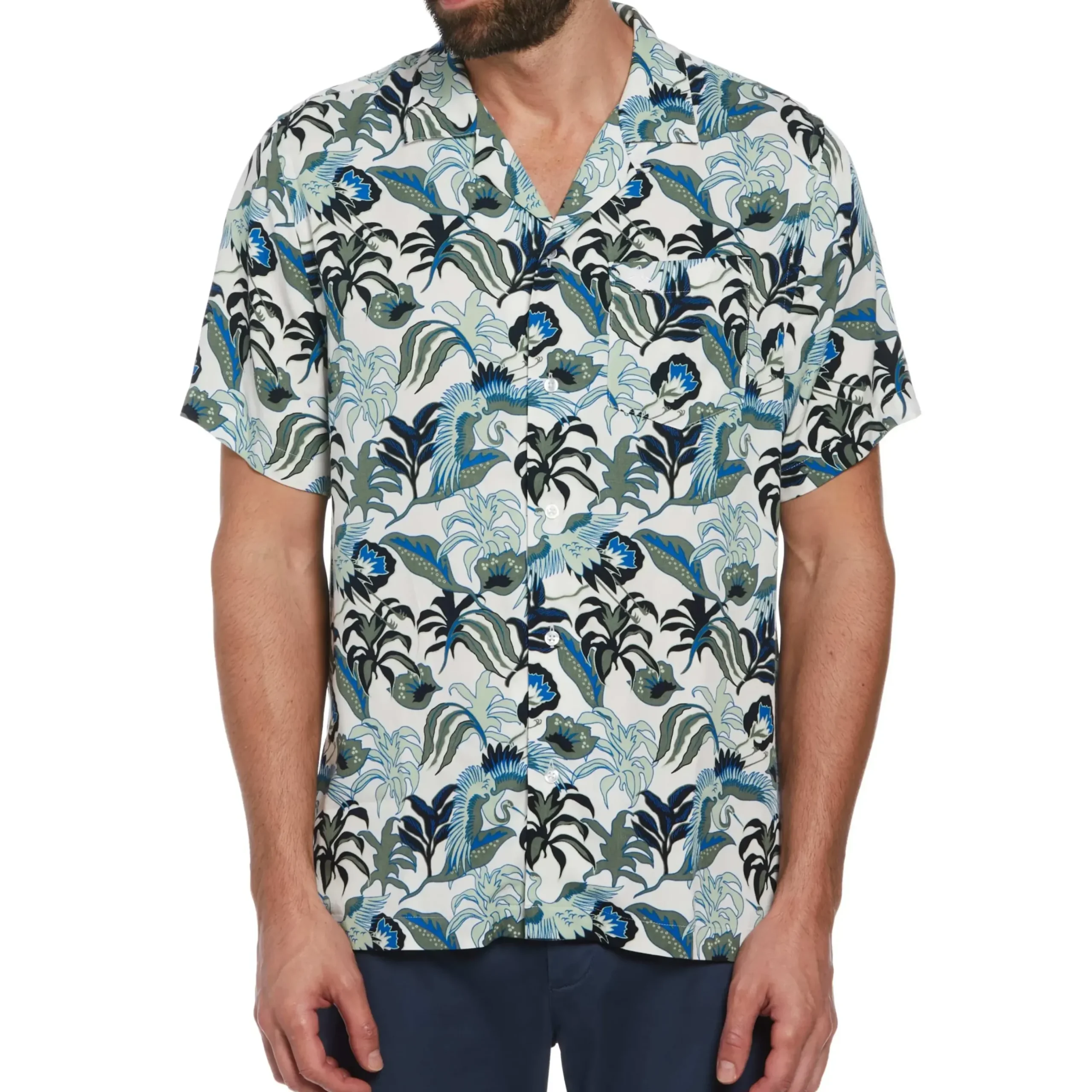 Floral Crane Print Shirt