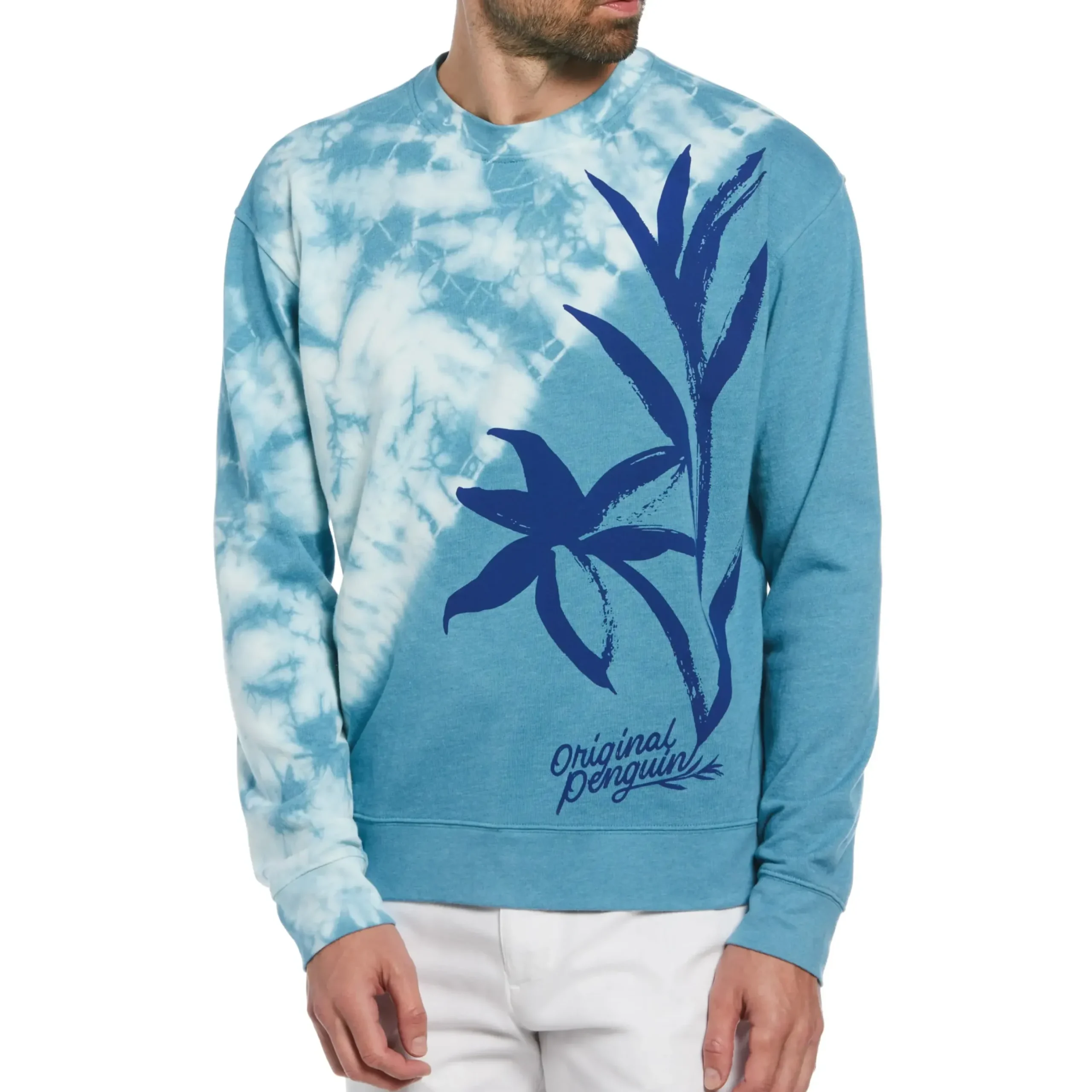 French Terry Tie Dye Crew Neck Sweater