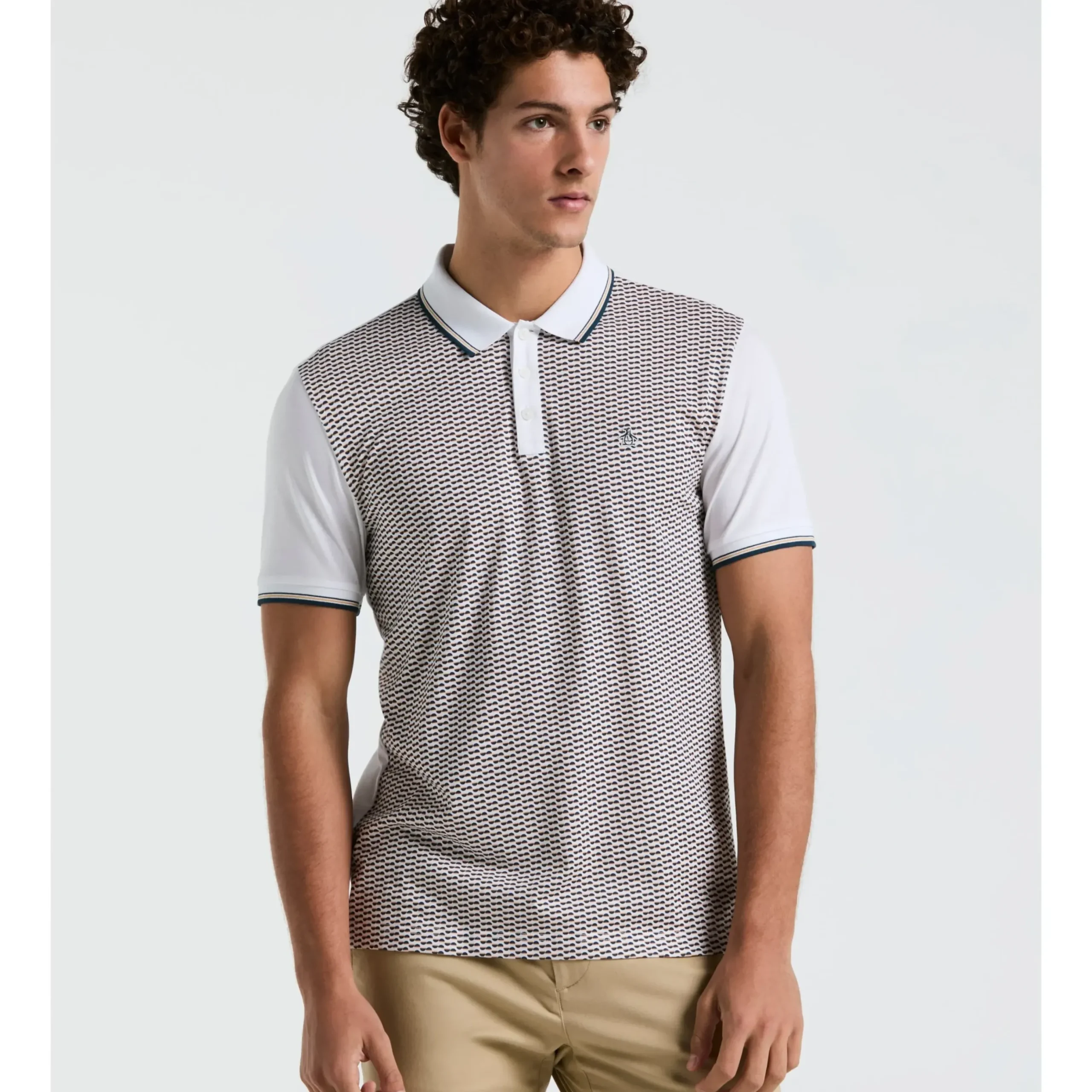 Geo Print Front Tipped Polo