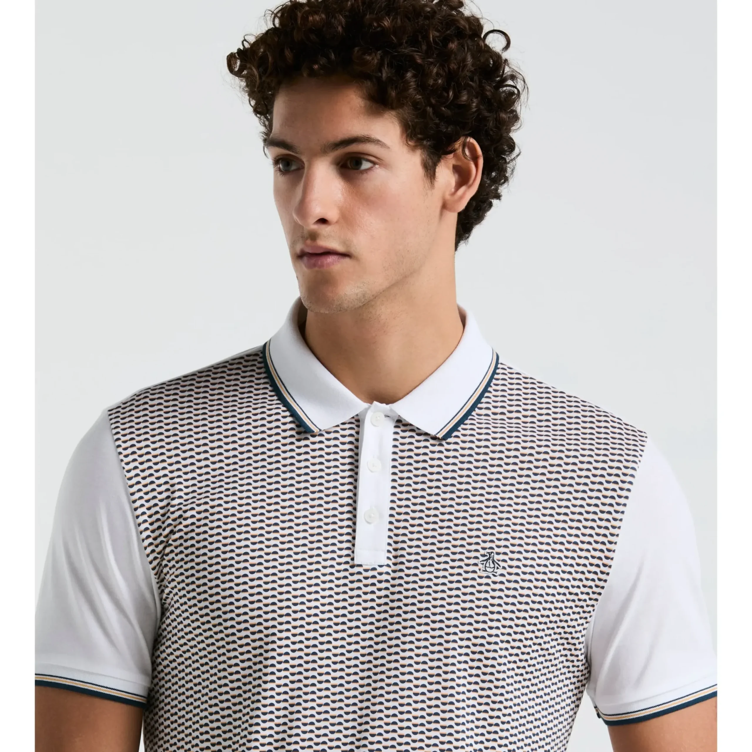 Geo Print Front Tipped Polo