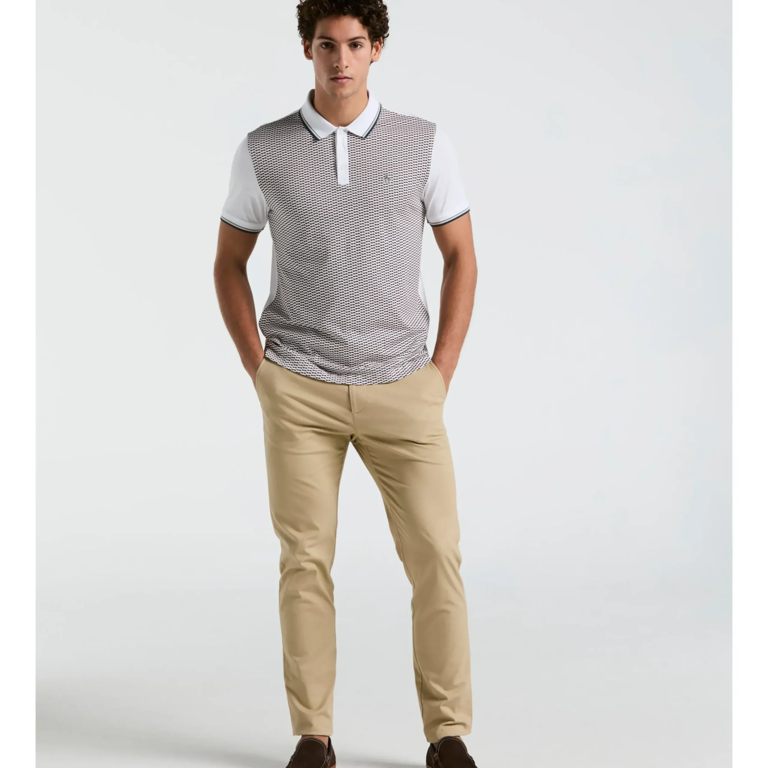 Geo Print Front Tipped Polo