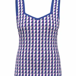 Geo Print Sweetheart Neckline Tennis Tank Top
