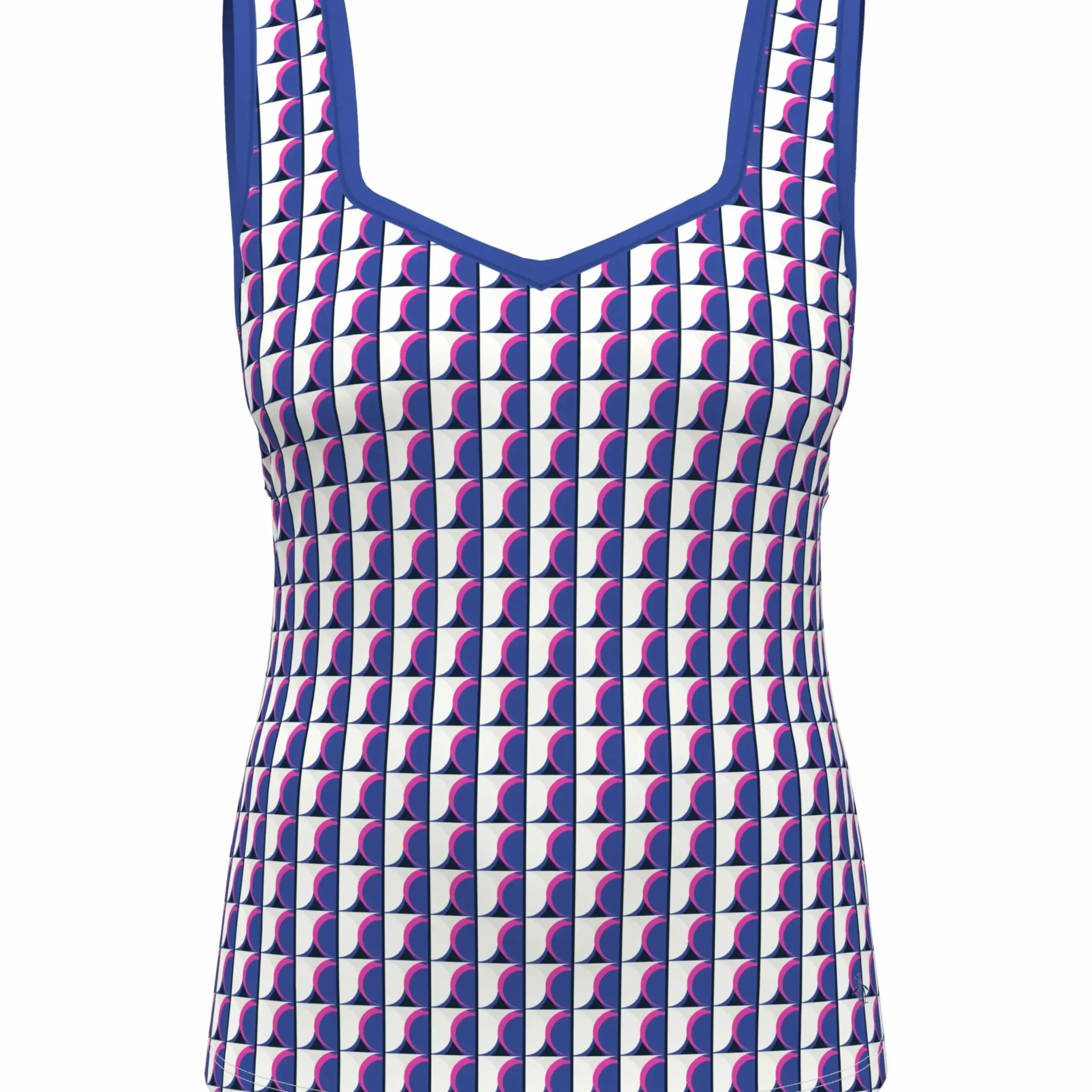 Geo Print Sweetheart Neckline Tennis Tank Top