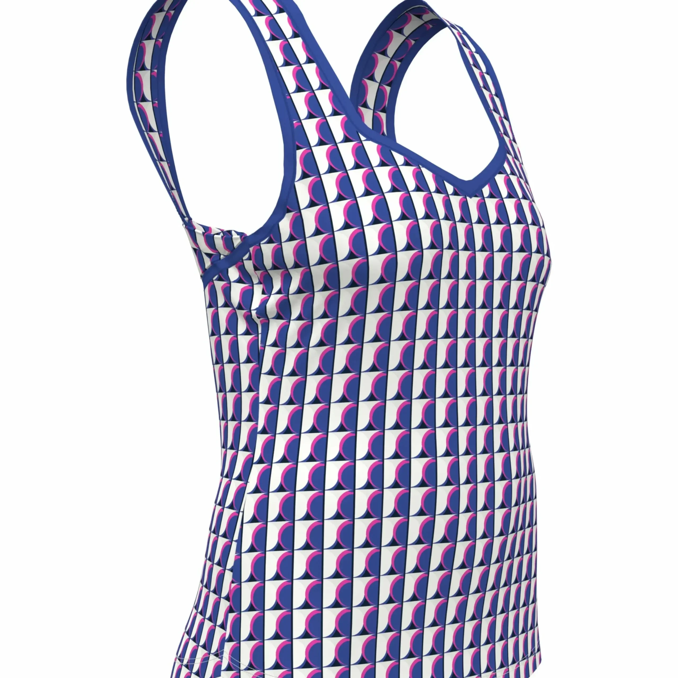 Geo Print Sweetheart Neckline Tennis Tank Top
