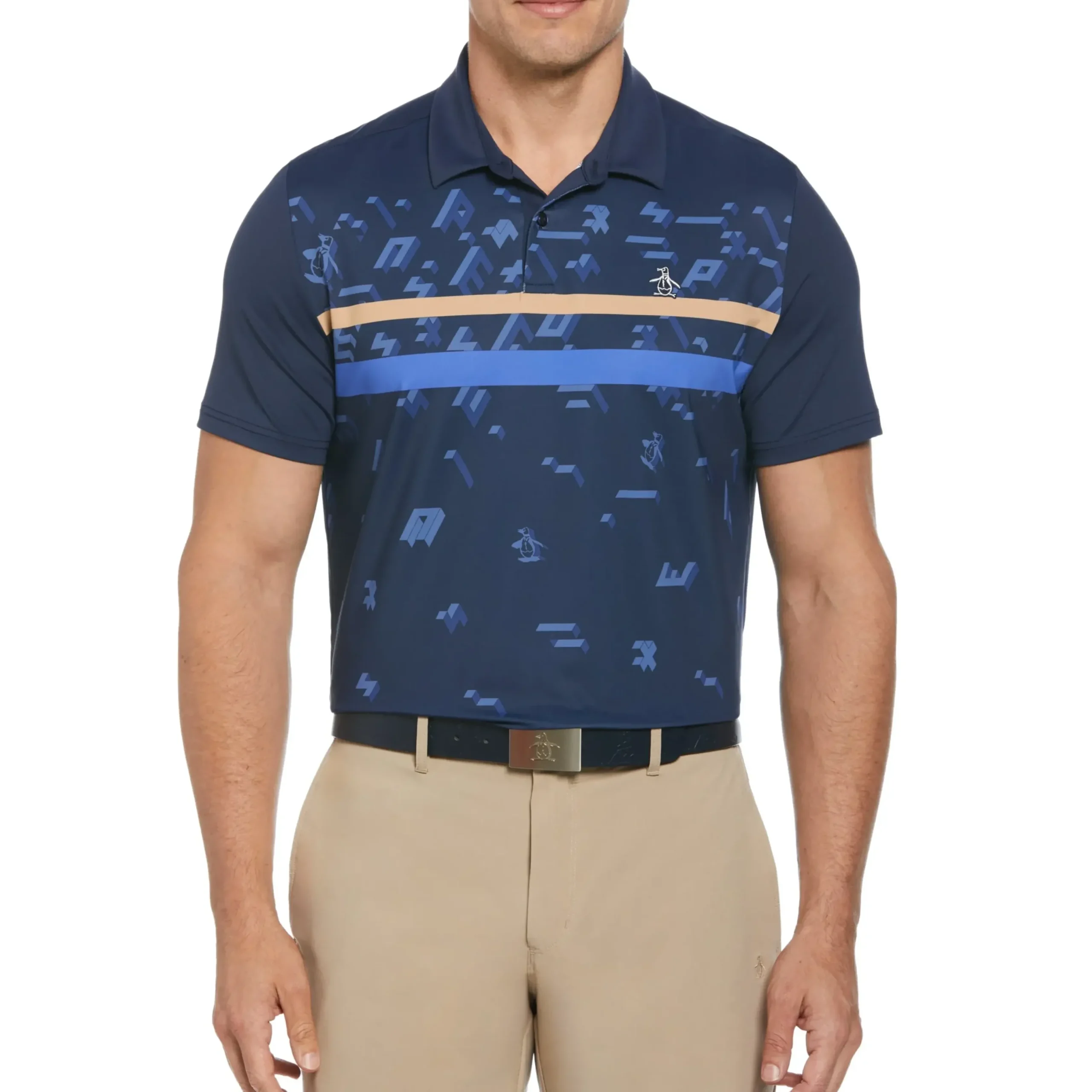 Got Game Engineered Stripe Block Print Polo