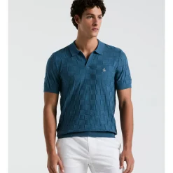 Jacquard Johnny Collar Sweater Polo