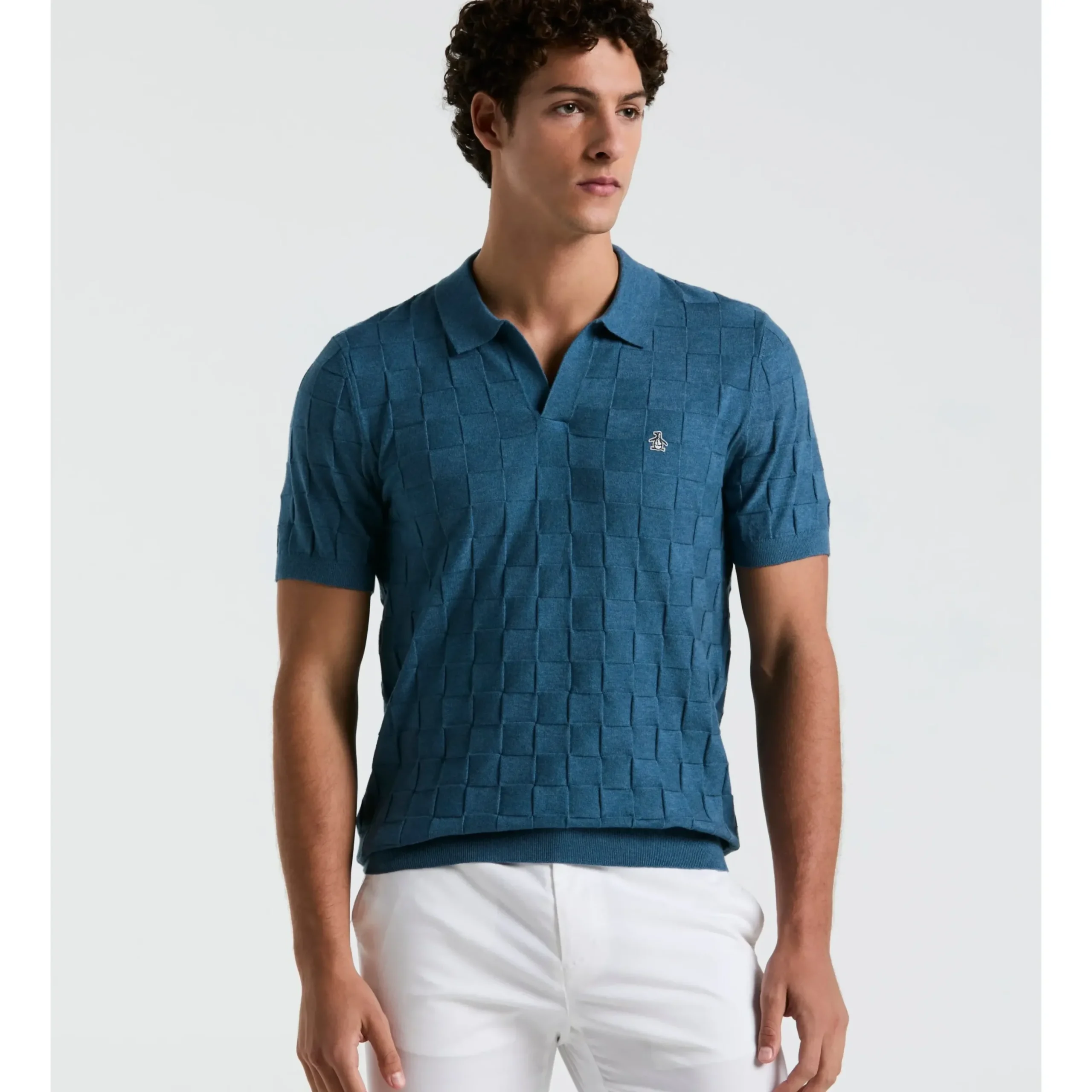 Jacquard Johnny Collar Sweater Polo