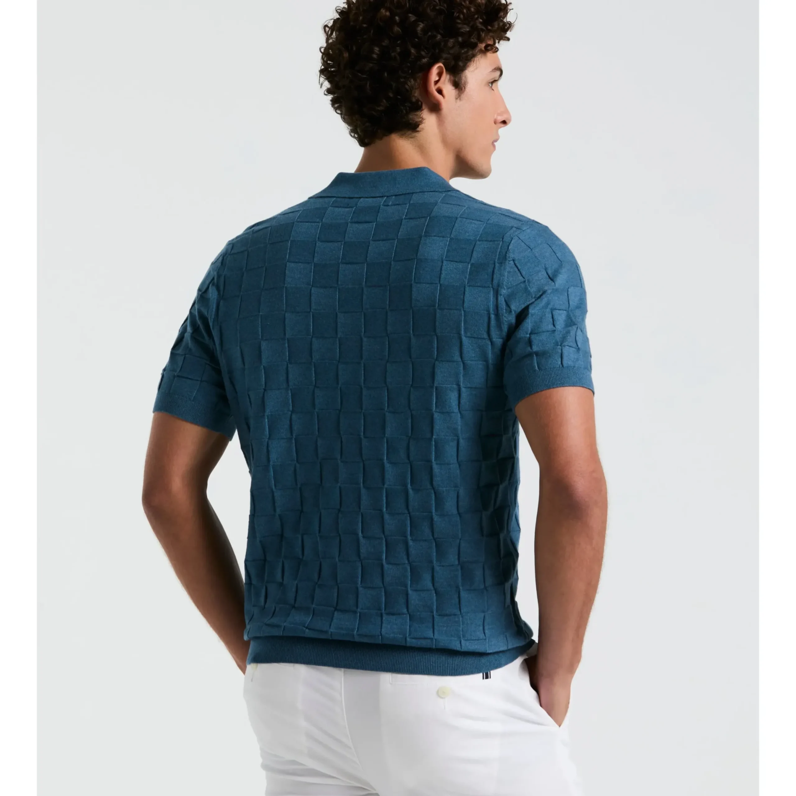Jacquard Johnny Collar Sweater Polo