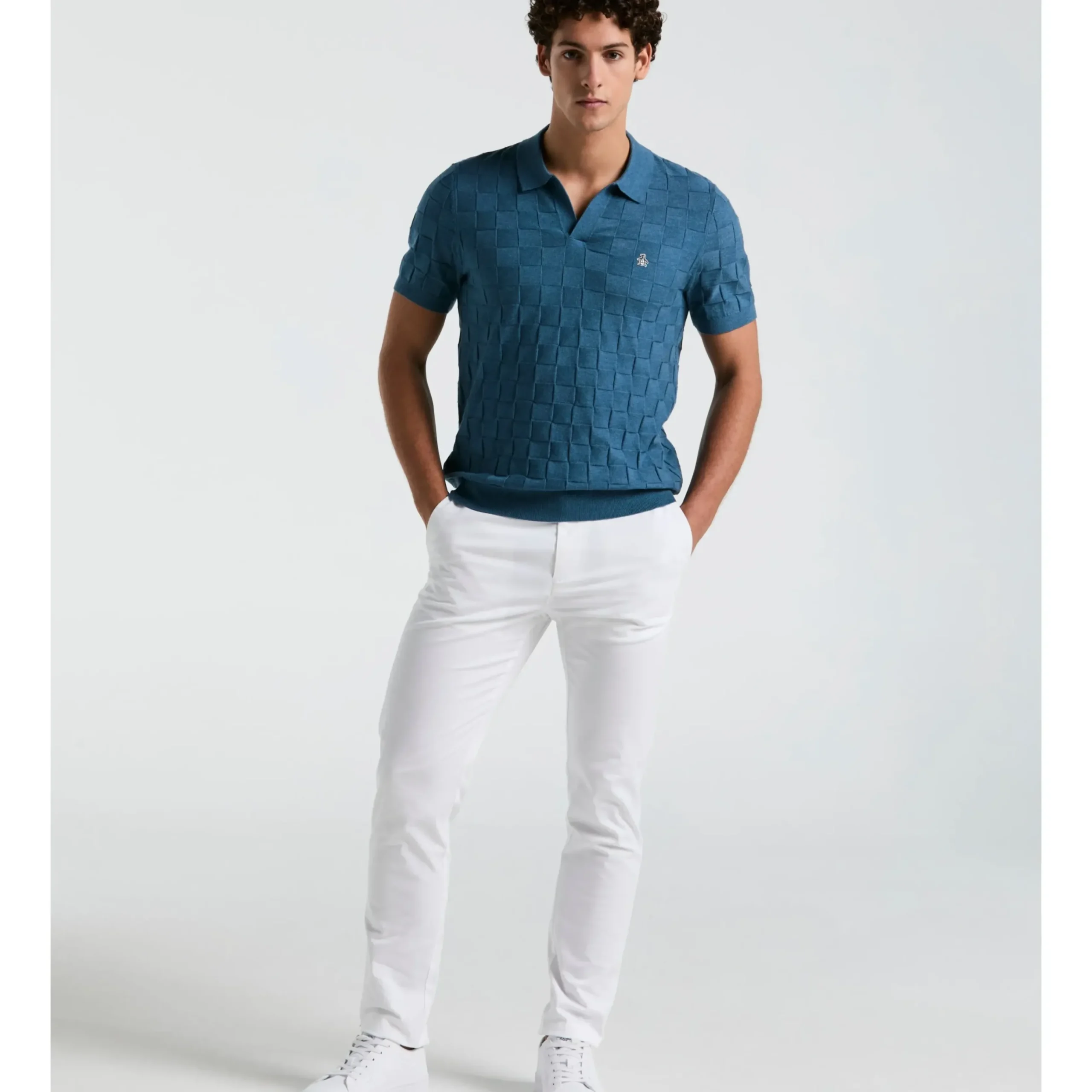 Jacquard Johnny Collar Sweater Polo