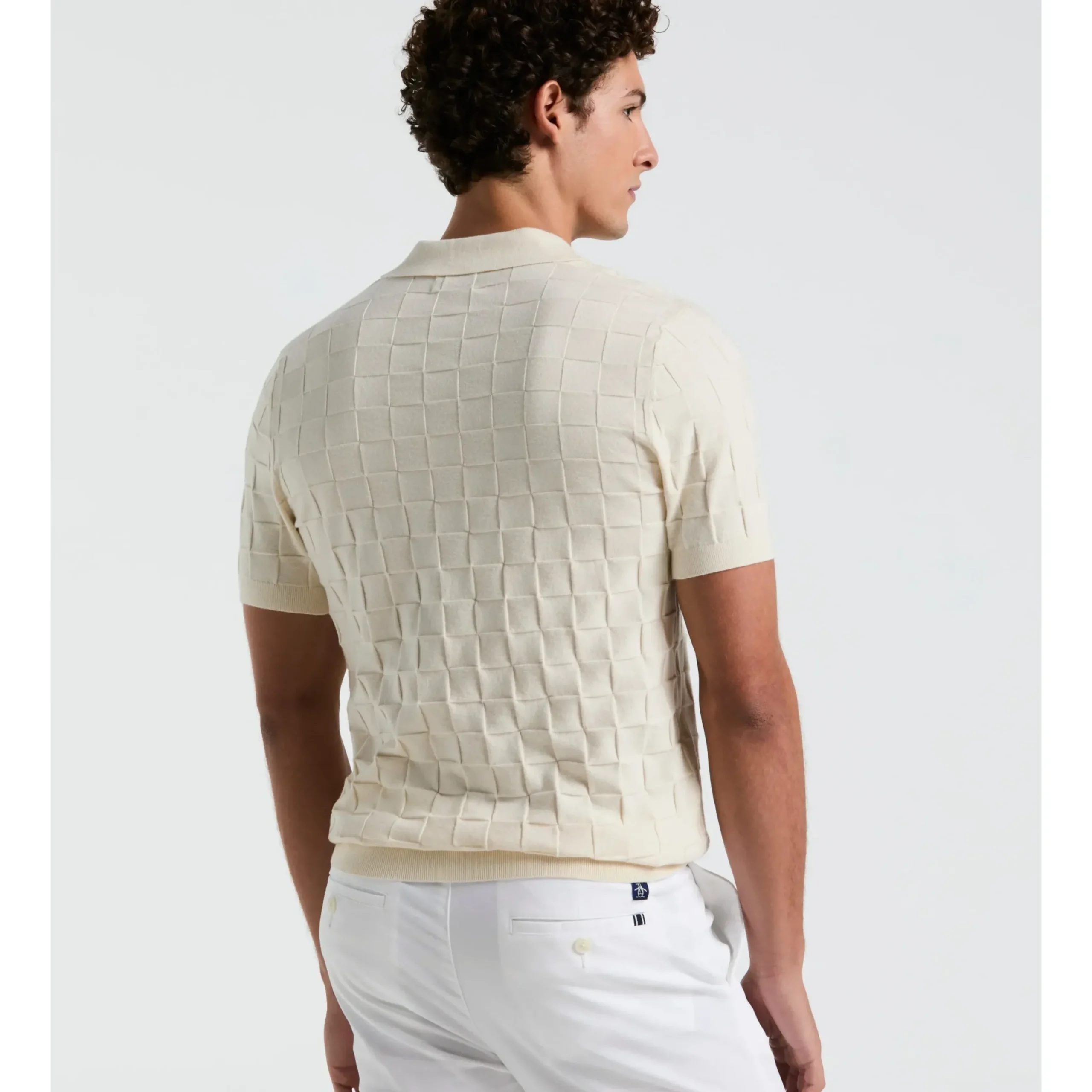 Jacquard Johnny Collar Sweater Polo