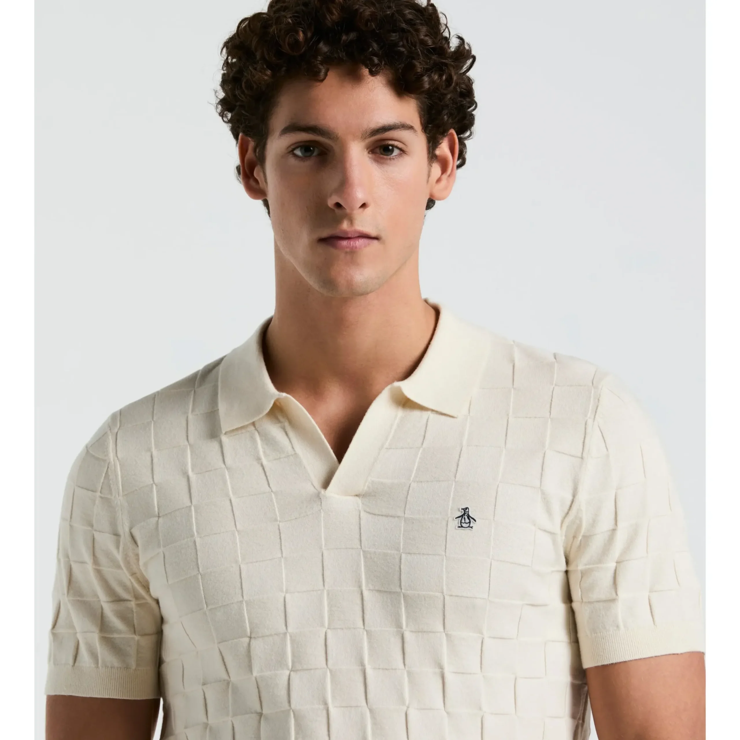 Jacquard Johnny Collar Sweater Polo