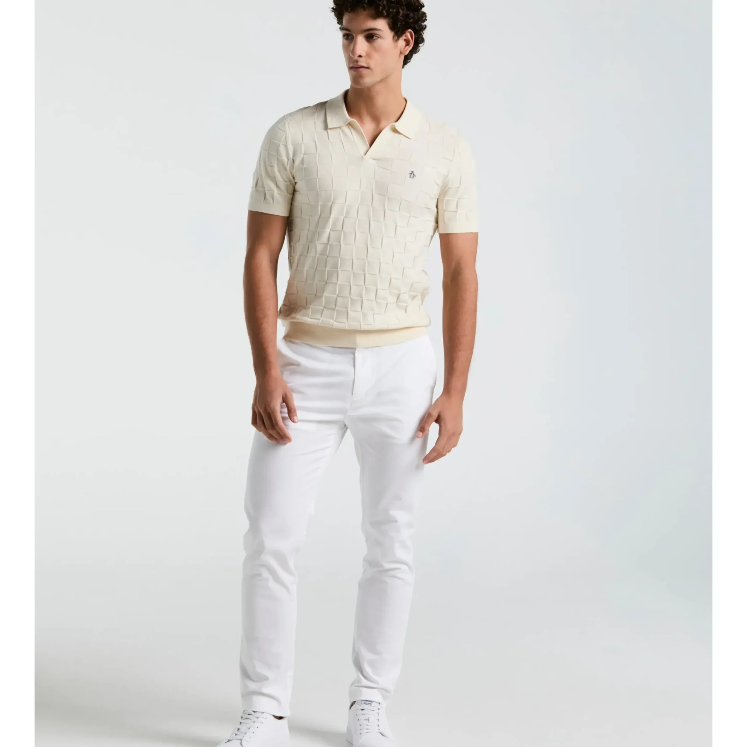 Jacquard Johnny Collar Sweater Polo