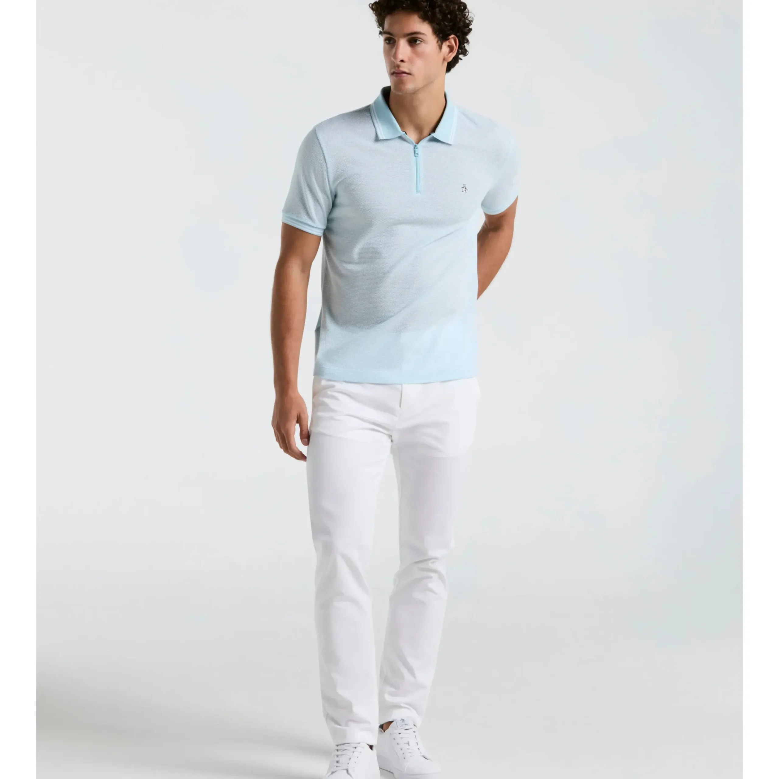 Jacquard Tipped 1/4 Zip Polo
