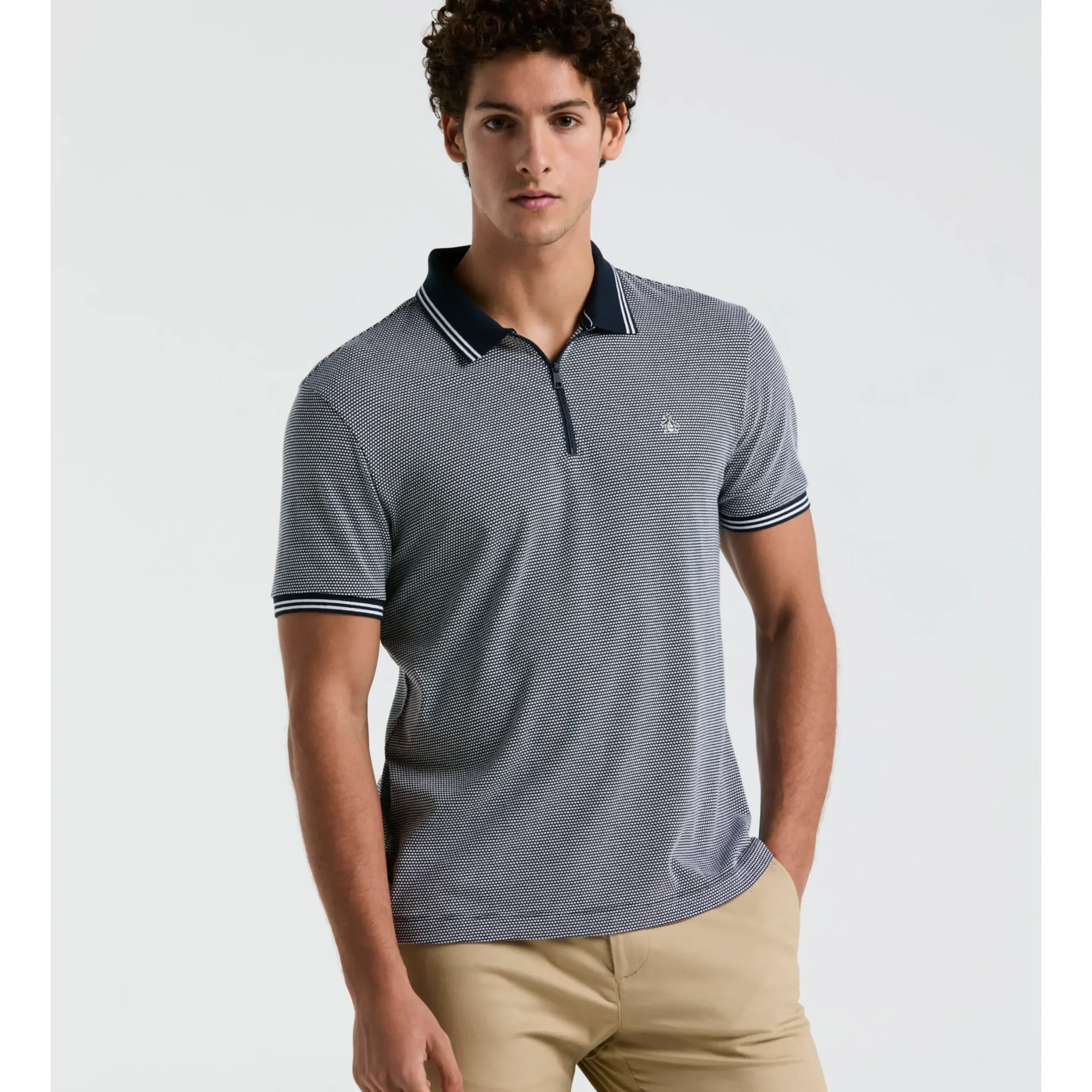 Jacquard Tipped 1/4 Zip Polo