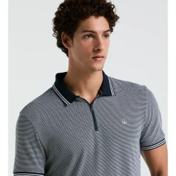 Jacquard Tipped 1/4 Zip Polo