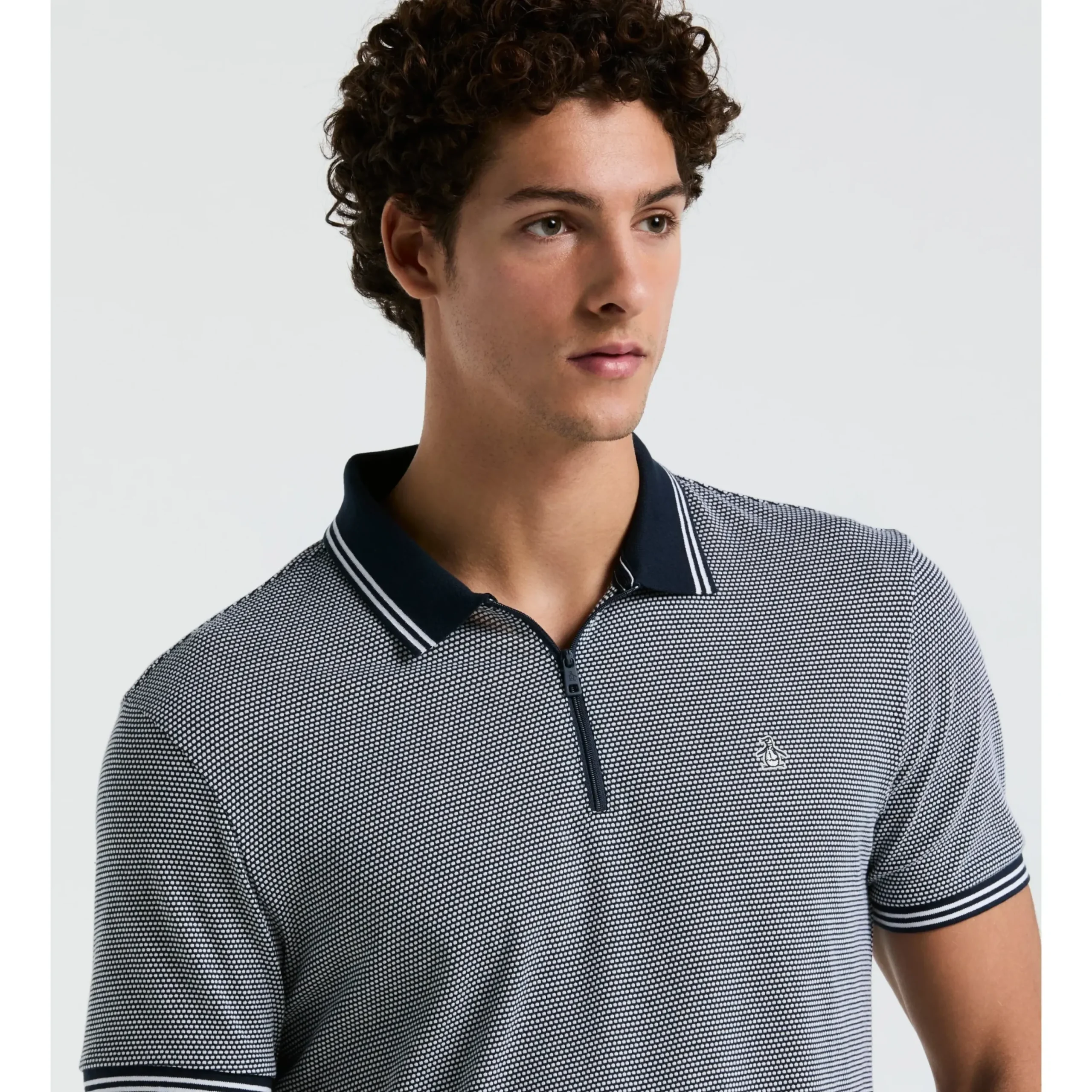 Jacquard Tipped 1/4 Zip Polo