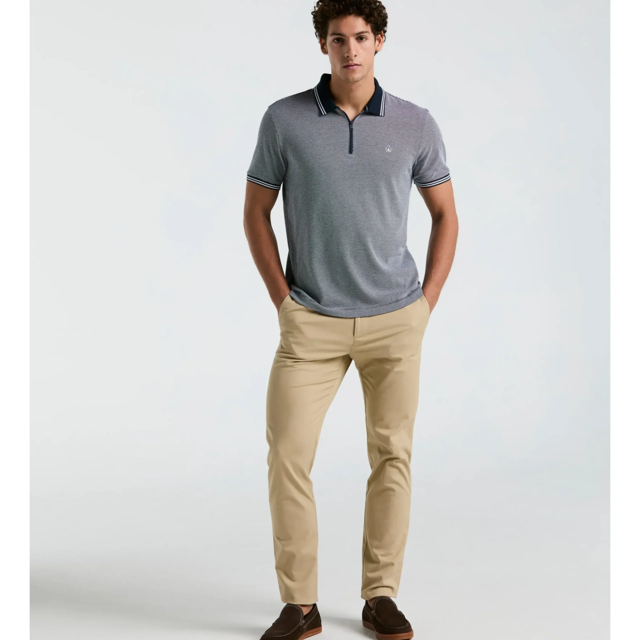 Jacquard Tipped 1/4 Zip Polo