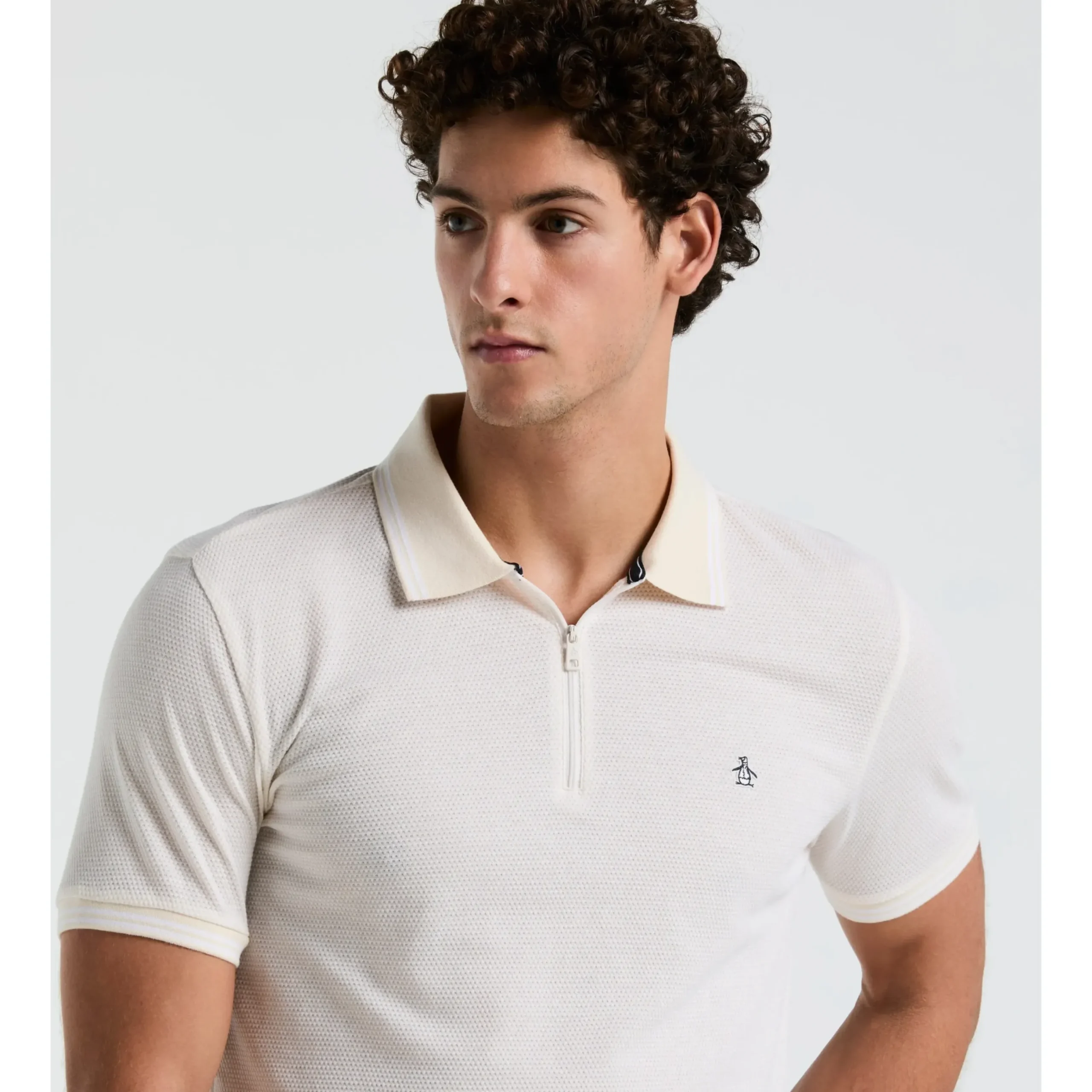 Jacquard Tipped 1/4 Zip Polo