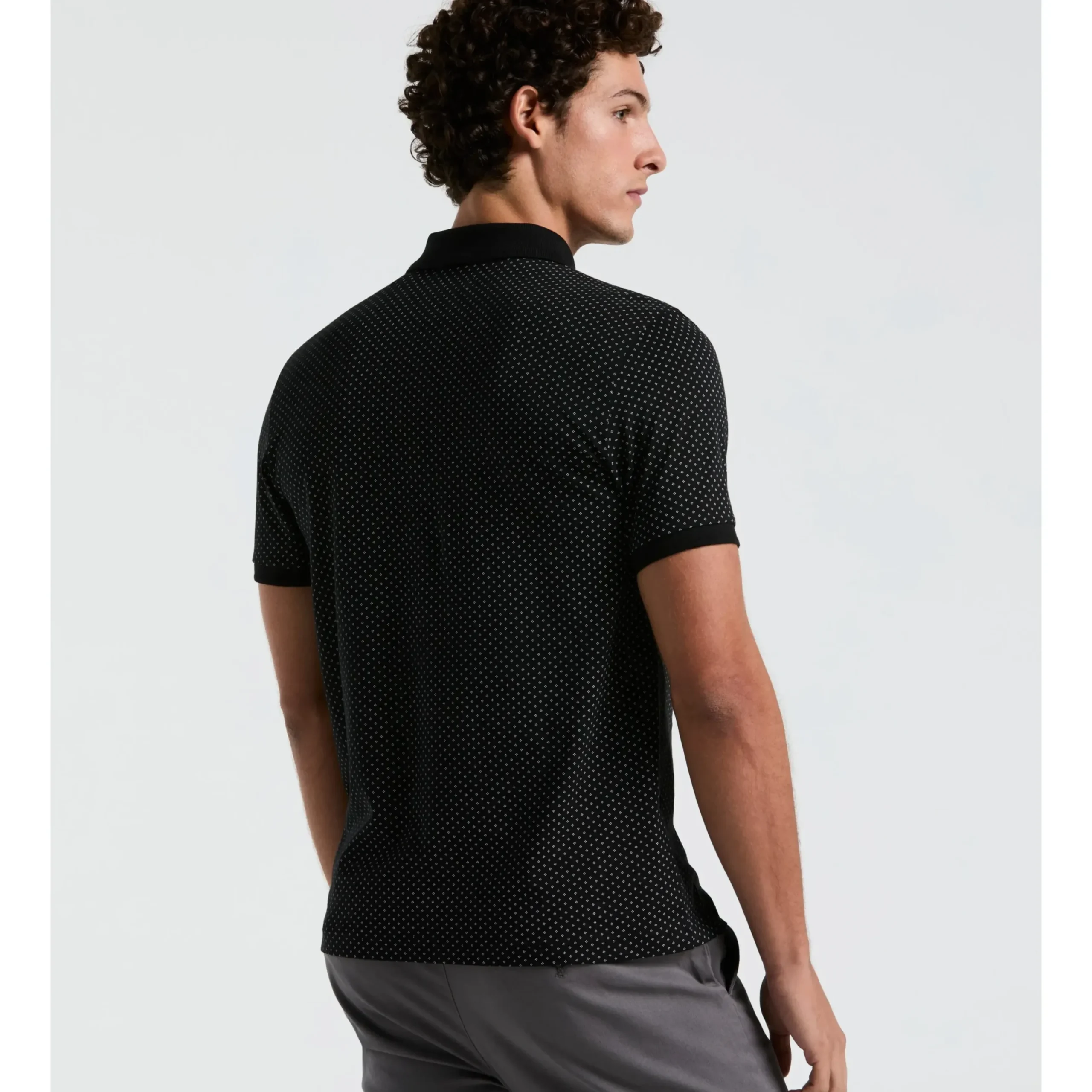 Jersey All-Over Diamond Ditsy Print Polo