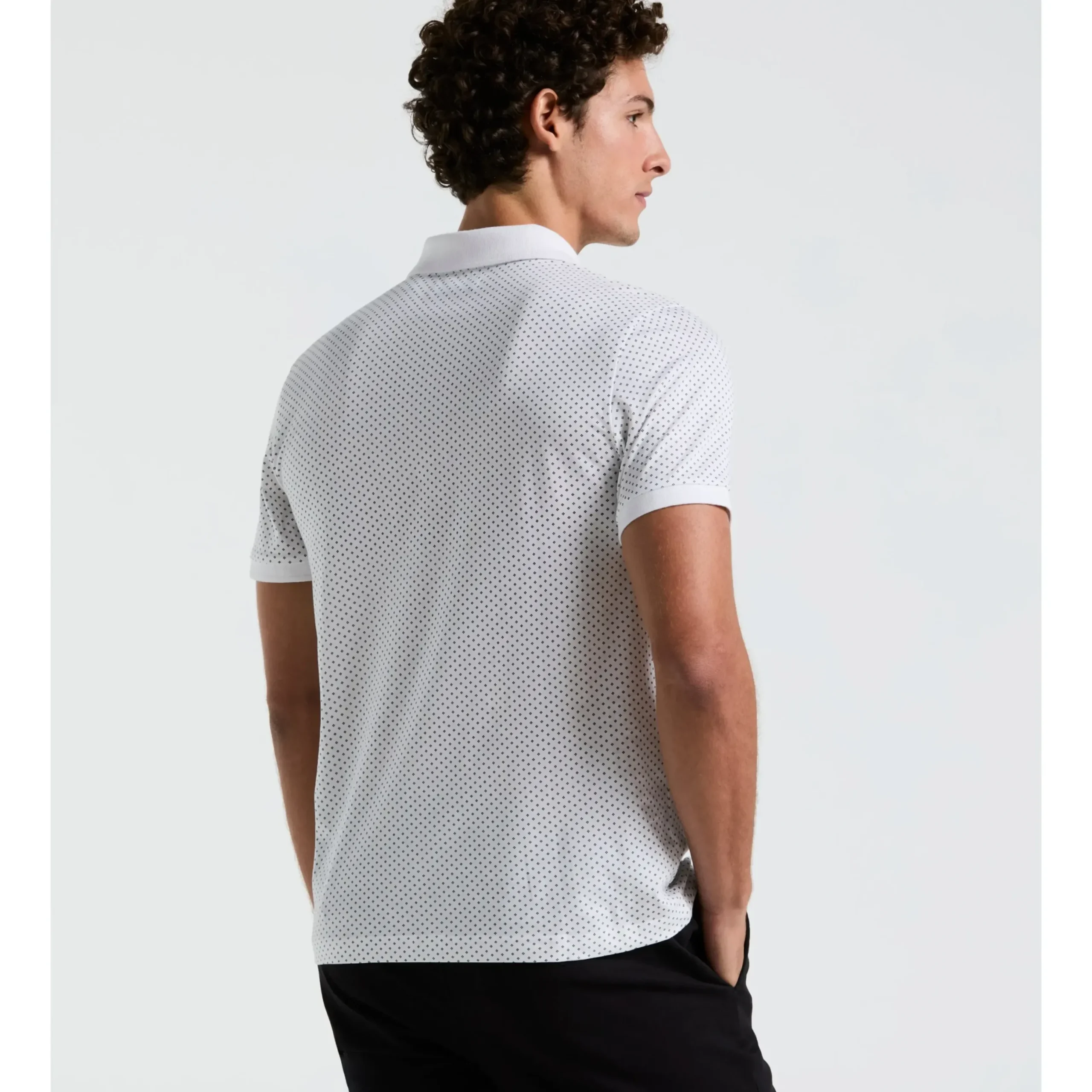 Jersey All-Over Diamond Ditsy Print Polo