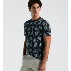 Jersey All-Over Leaves Print Tee
