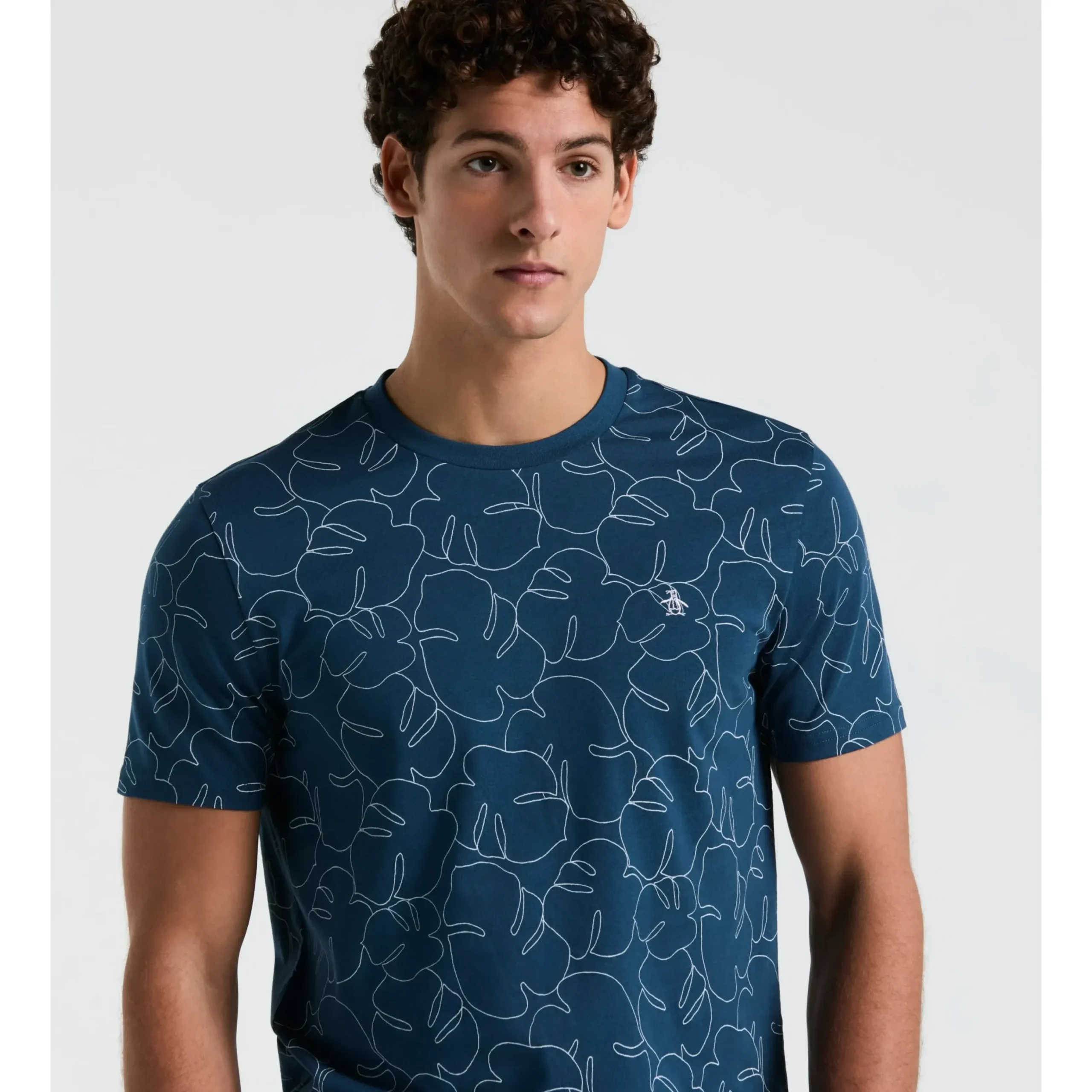 Jersey All-Over Palm Leaf Print Tee
