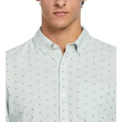 Long Sleeve Chambray Clipped Dobby Shirt