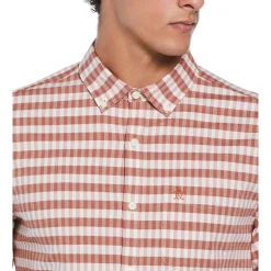Long Sleeve Eco Chambray Stretch Plaid Shirt