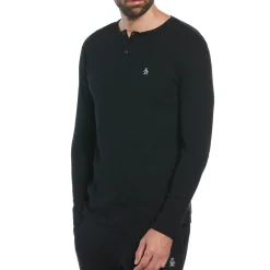 Long Sleeve Waffle Henley