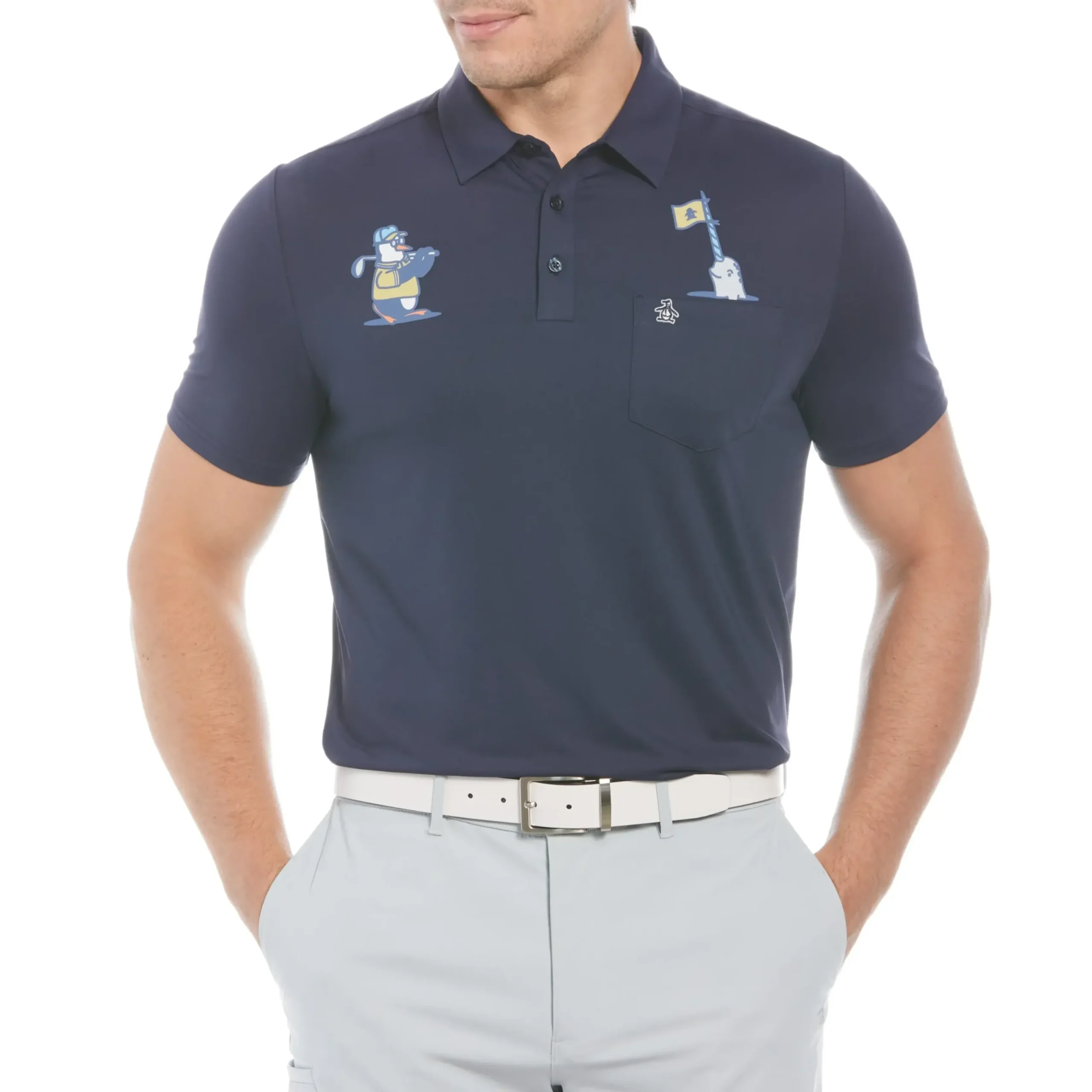 Mixed Media Polar Pete Print Golf Polo Shirt