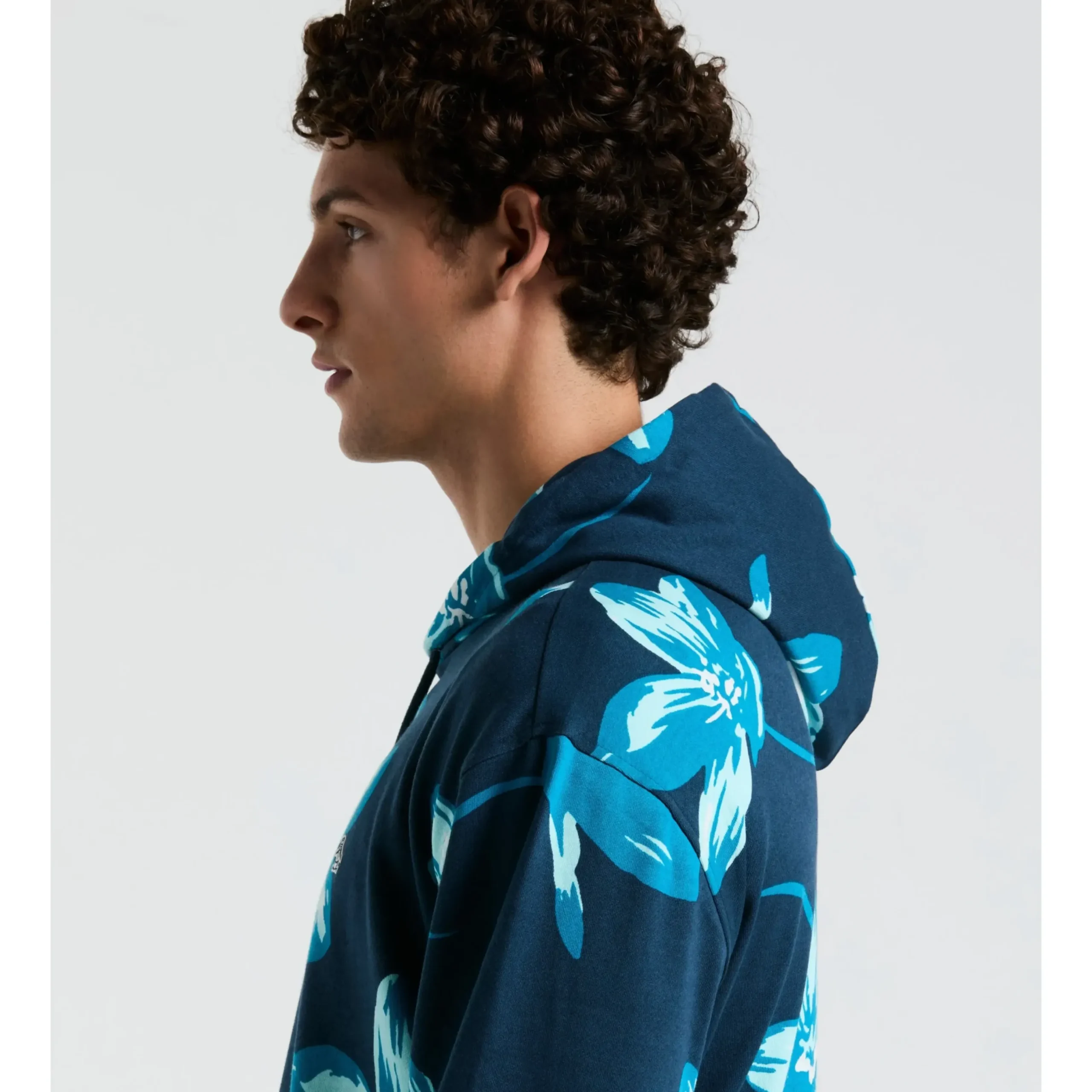Painted Floral Print French Terry Hoodie