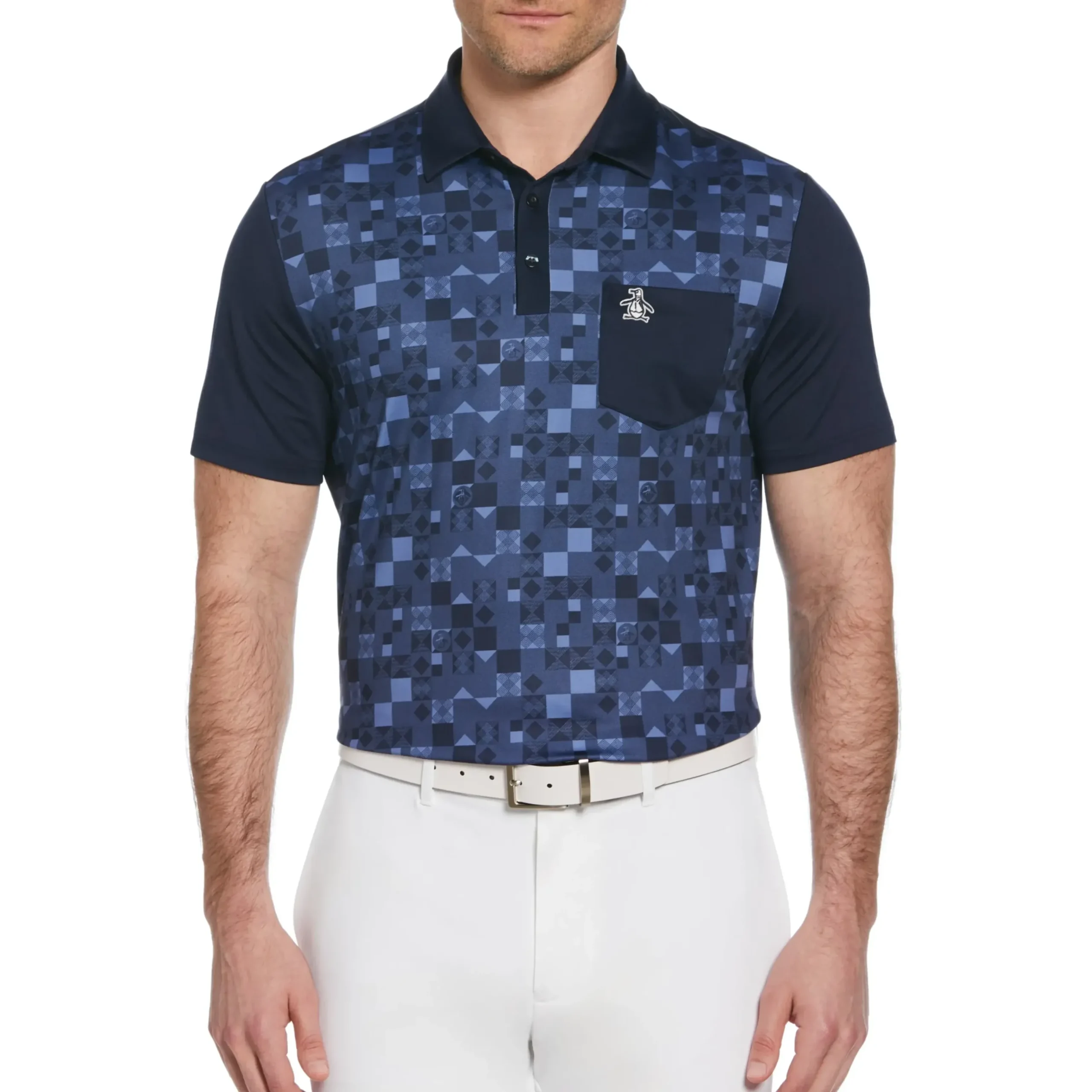 50's Color Block Print Golf Polo