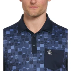 50's Color Block Print Golf Polo